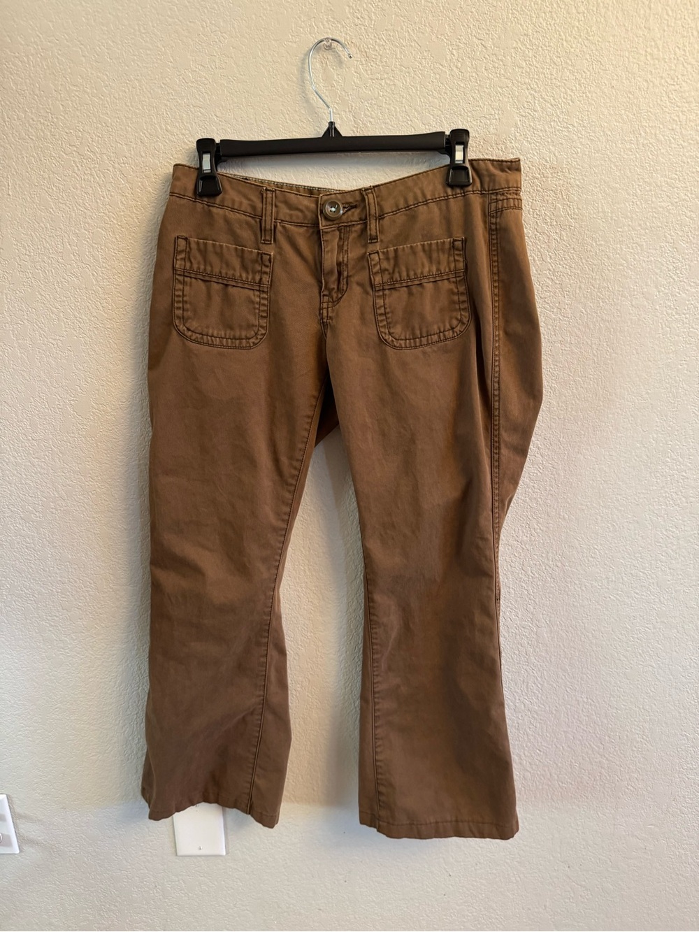 Vintage Y2K Aeropostale Low Rise Utility Flare Pants - Brown Cotton Size 5/6S